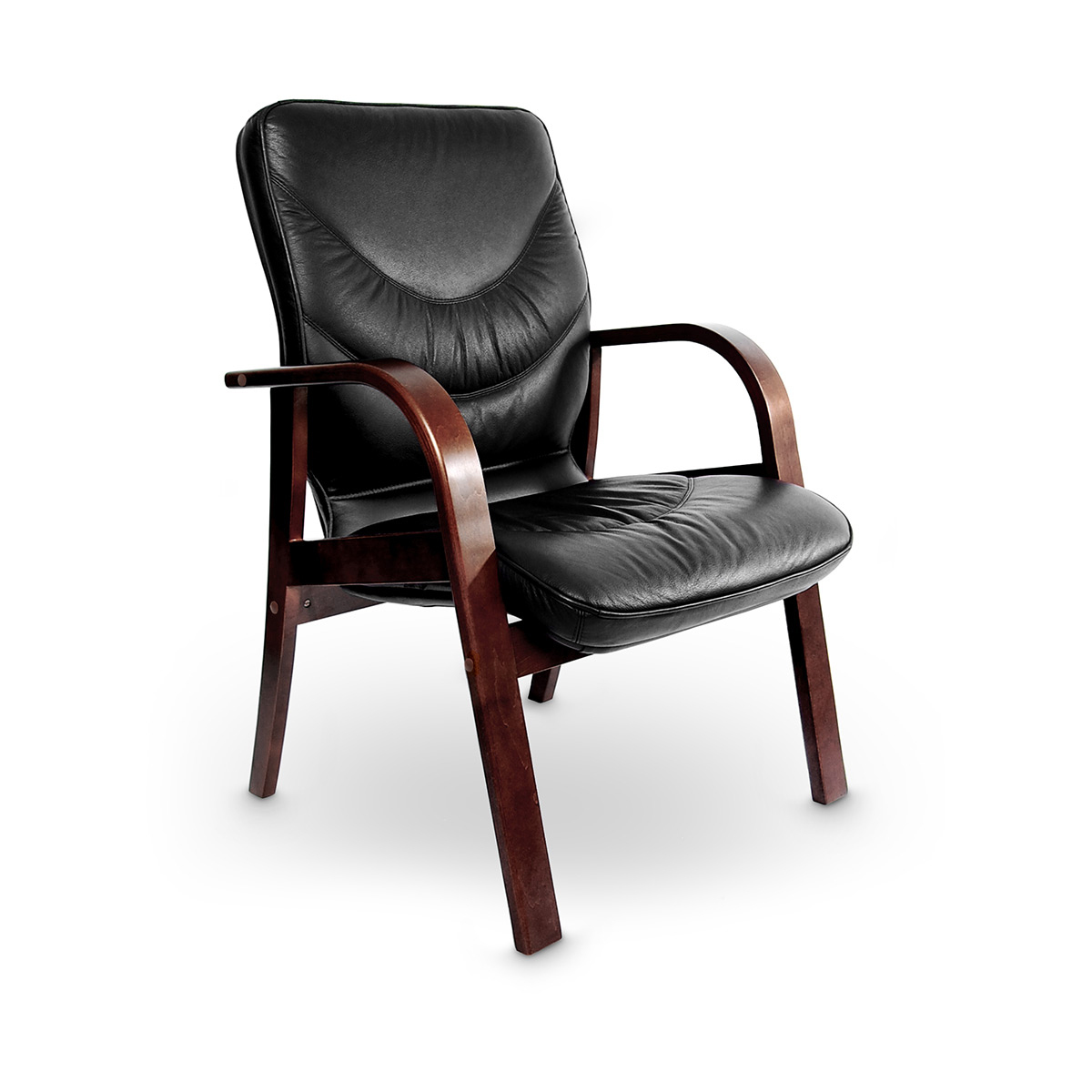 Leeds Wood D - кресло для посетителей в натуральной коже Leeds Wood D - кресло для посетителей в натуральной коже