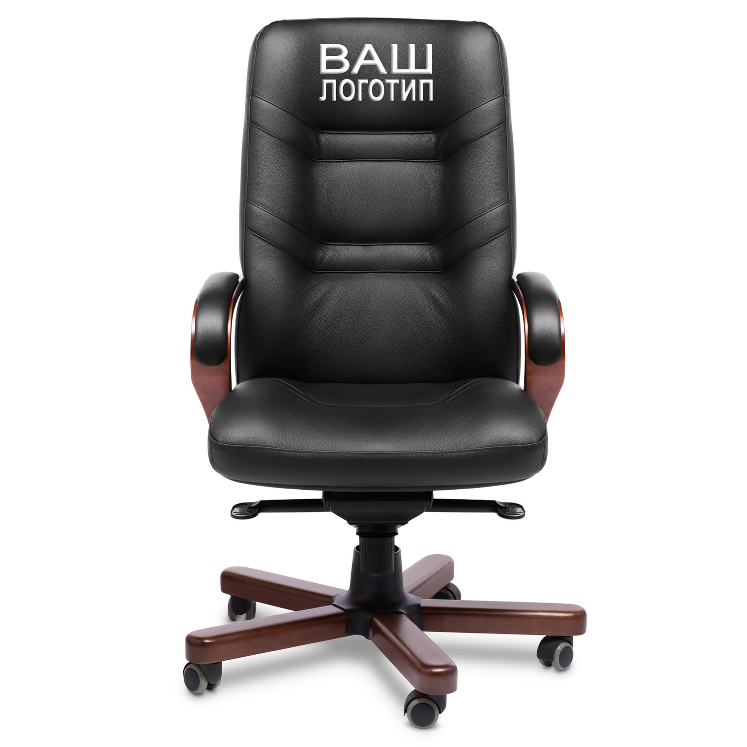 Minister+ A - кресло для руководителя в натуральной коже с вышивкой - логотип заказчика Minister+ A - кресло для руководителя в натуральной коже с вышивкой - логотип заказчика