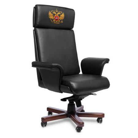 Split+ A герб РФ - кресло для руководителя в натуральной коже с вышивкой - герб РФ