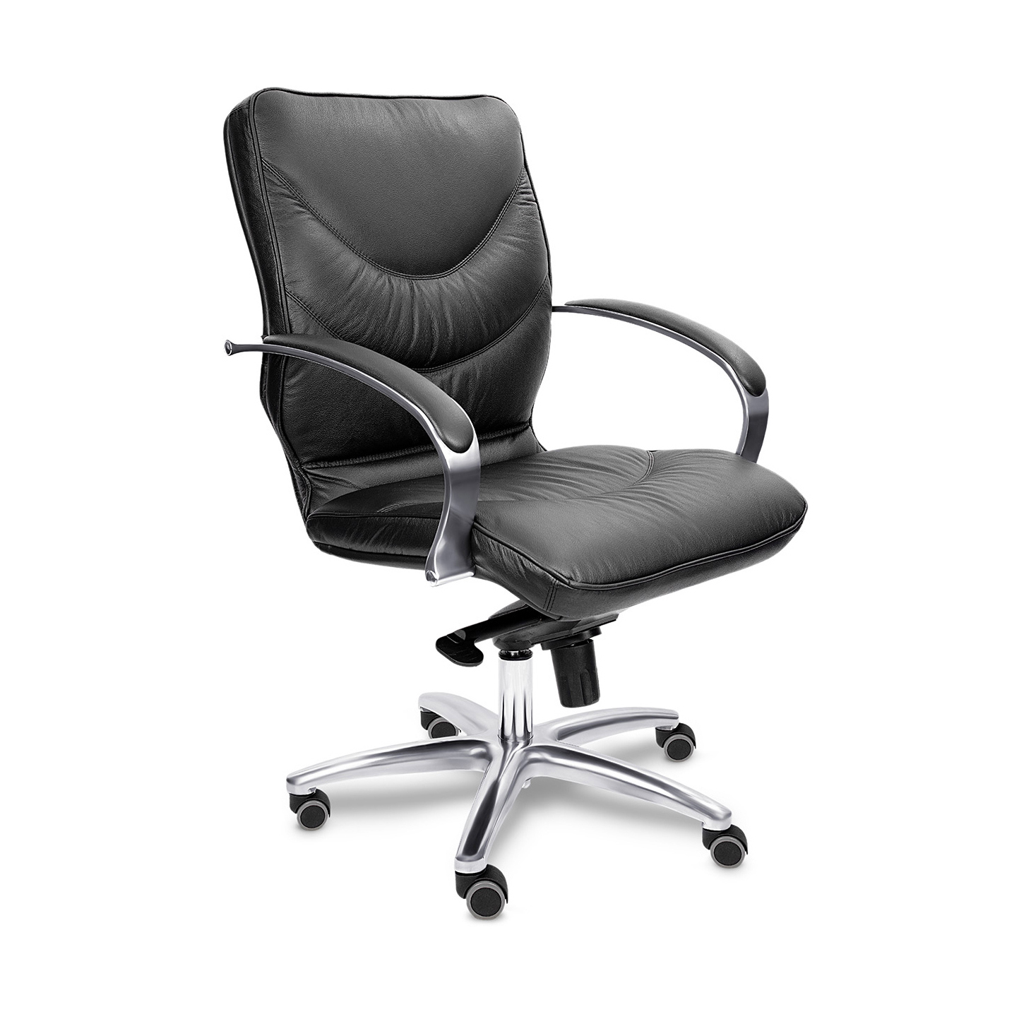 Leeds Chrome B - кресло для руководителя с низкой спинкой в натуральной коже Leeds Chrome B - кресло для руководителя с низкой спинкой в натуральной коже