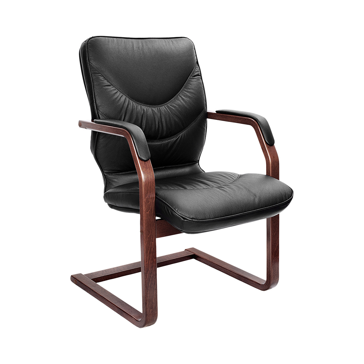 Leeds Wood С - кресло для посетителей в натуральной коже Leeds Wood С - кресло для посетителей в натуральной коже